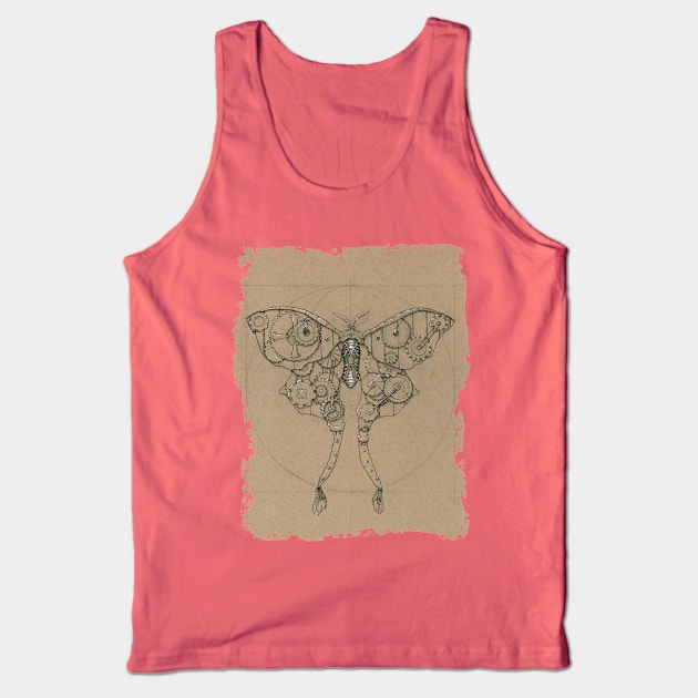 Steampunk Luna Moth (Parchment) Tank Top by SamDeaconArt